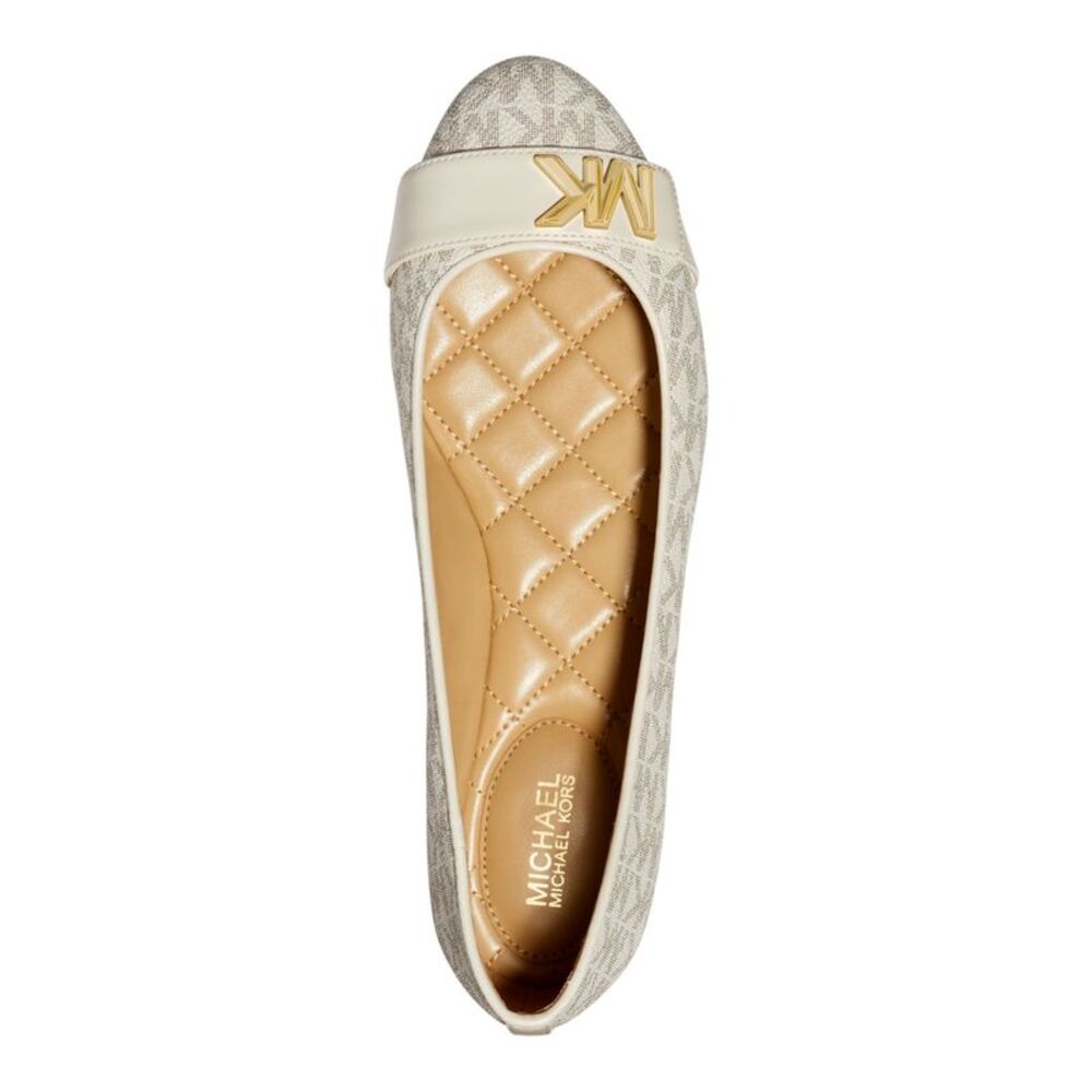 MICHAEL MICHAEL KORS Womens White Gold-Tone Jilly Ballet Flats 9.5 M - Picture 3 of 4